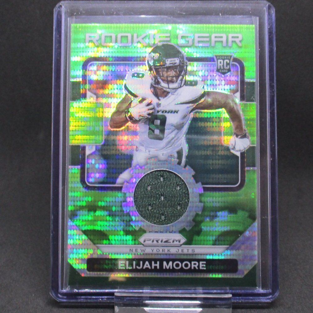 Elijah Moore 2021 Panini Prizm Football Rookie Gear Neon Green Pulsar #RG-16